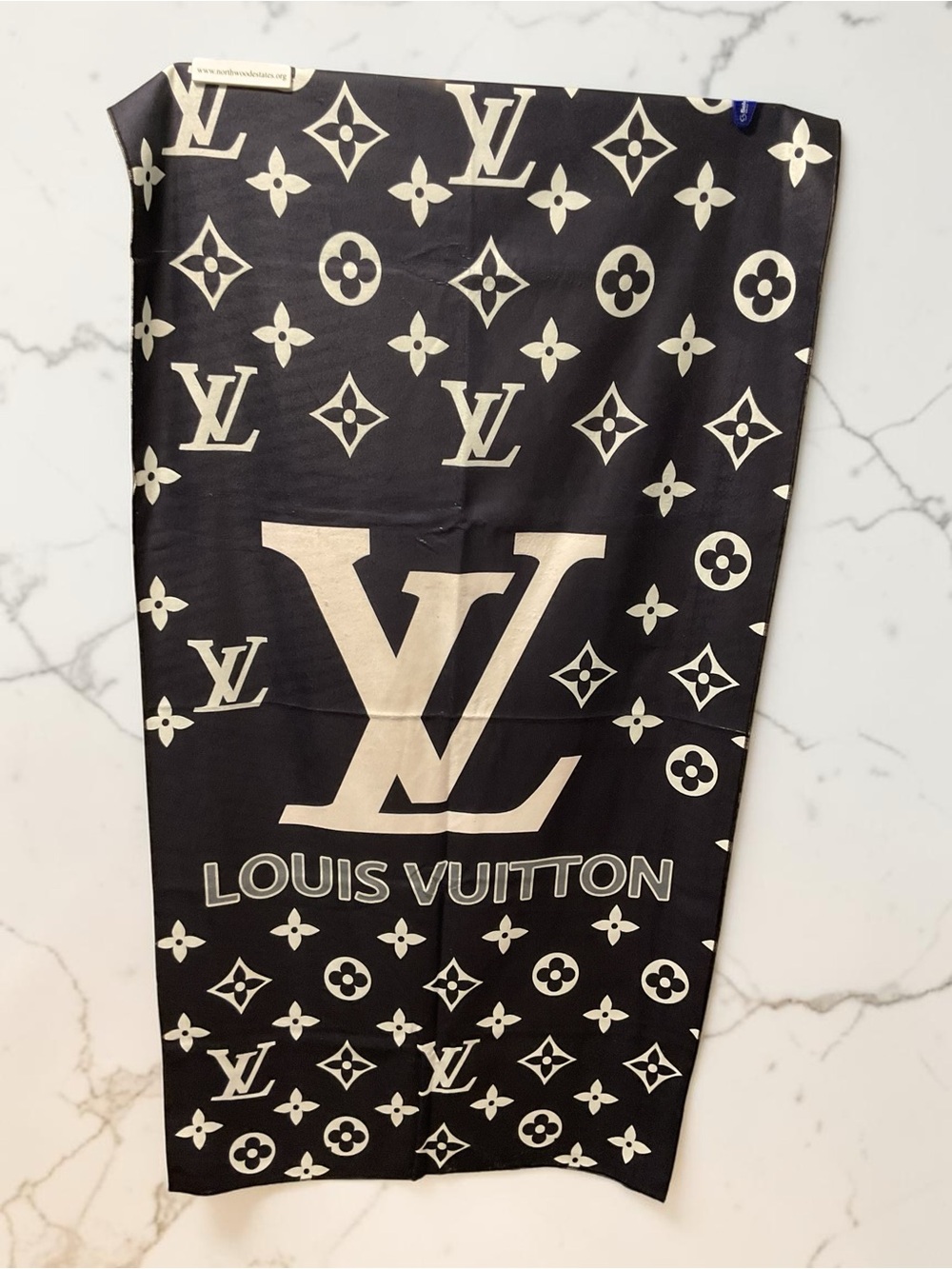 NWOT Designer Inspired Monogram Beach Towel- Black & White